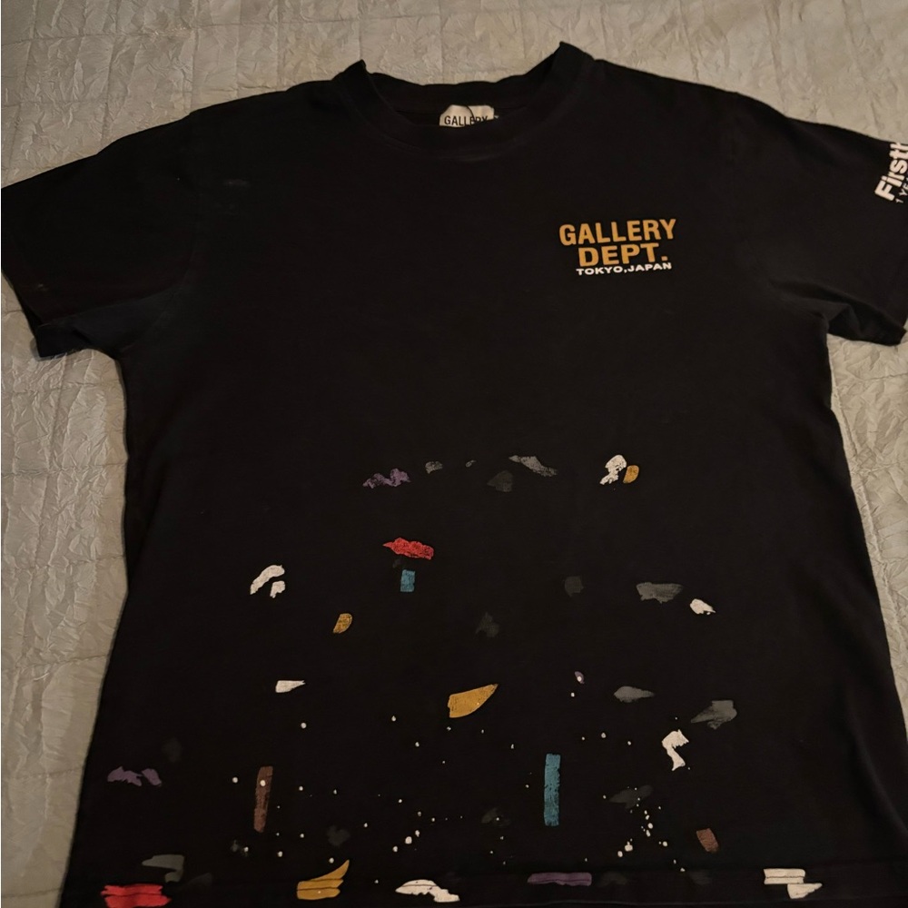 Gallery Dept Black Tee with Multicolor Accents